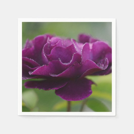 紫色の花のナプキン スタンダードカクテルナプキン (正面)