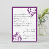 紫色の花のハートスクロールブライダルシャワー 招待状 (スタンド正面)