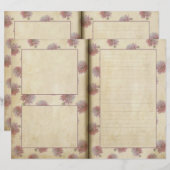 紫色の花のパターンのジャーナルページ (正面/裏面)