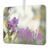 紫色の花のパーソナライズされた自然写真 カーエアーフレッシュナー (左)