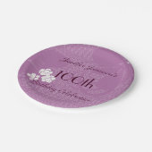 紫色の花のパーソナライズな100th誕生会 ペーパープレート (アングル)