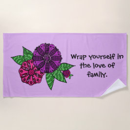 紫色の花のビーチタオル ビーチタオル