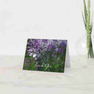 紫色の花のファンタジー夜 サンキューカード