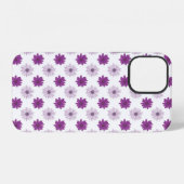 紫色の花のフラワーパターン iPhoneケース (裏面横)