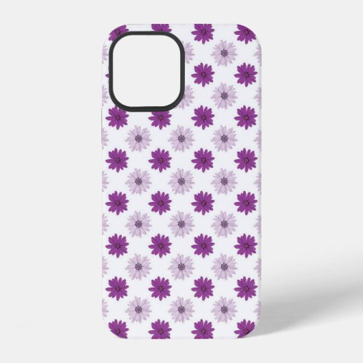 紫色の花のフラワーパターン iPhoneケース (裏面)