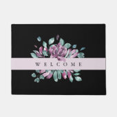 紫色の花のフローラへようこそ ドアマット (正面)