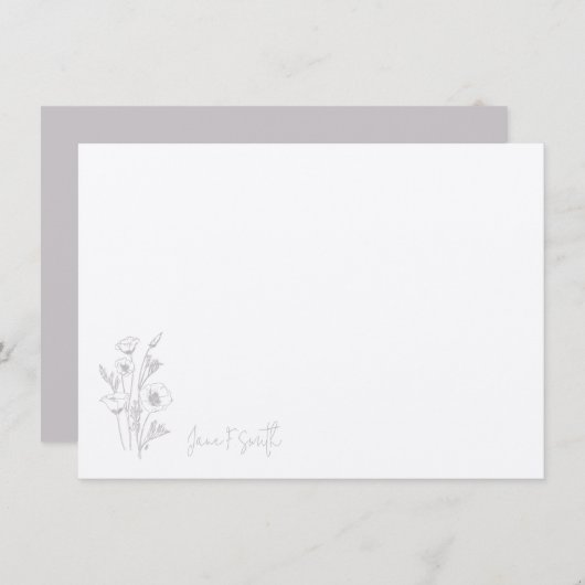 紫色の花のフローラ植物パーソナライズされた固定 サンキューカード (正面/裏面)