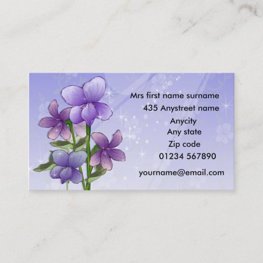紫色の花のフローラ 名刺 (正面)