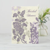 紫色の花のブライダルシャワーの招待状カード 招待状 (スタンド正面)