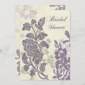紫色の花のブライダルシャワーの招待状カード 招待状 (正面/裏面)