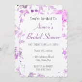 紫色の花のブライダルシャワーの招待状 招待状 (正面/裏面)