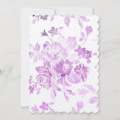 紫色の花のブライダルシャワーの招待状 招待状 (裏面)