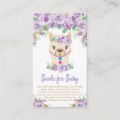 紫色の花のラマのベビーシャワーは本を持って来ます エンクロージャーカード (正面)