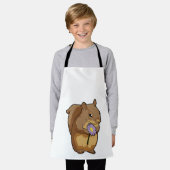 紫色の花のリス エプロン (着用した状態)