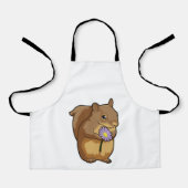 紫色の花のリス エプロン (正面)