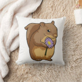 紫色の花のリス クッション (ブランケット)