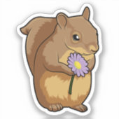 紫色の花のリス シール (正面)