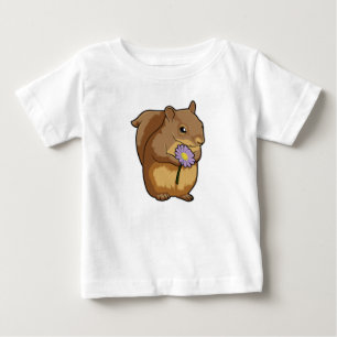 紫色の花のリス ベビーTシャツ