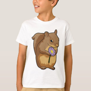 紫色の花のリス Tシャツ