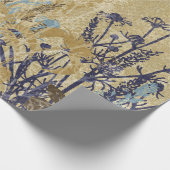 紫色の花のヴィンテージ ラッピングペーパー (角)