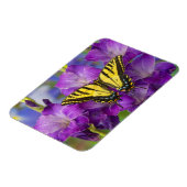 紫色の花の上に咲く子牛 マグネット (左側)