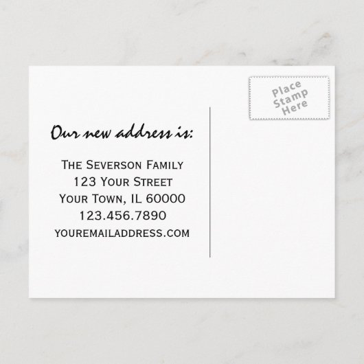 紫色の花の住所の変更のお知らせ 案内ポストカード (裏面)