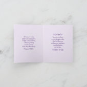 紫色の花の写真のバイブル考えの聖句 カード (内部)