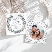 紫色の花の写真の招待状を保存