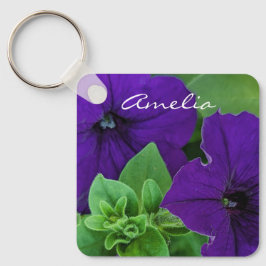 紫色の花の写真バイブル前向きバース考えズ キーホルダー