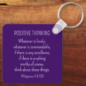 紫色の花の写真バイブル前向きバース考えズ キーホルダー (裏面)