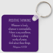 紫色の花の写真バイブル前向きバース考えズ キーホルダー (裏面)