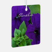 紫色の花の写真バイブル前向きバース考えズ メタルオーナメント (正面右)