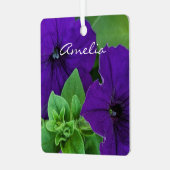 紫色の花の写真バイブル前向きバース考えズ メタルオーナメント (正面左)