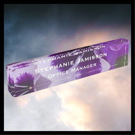 紫色の花の名前とタイトルデスク名プレート デスクネームプレート