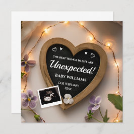 紫色の花の妊娠の発表 招待状