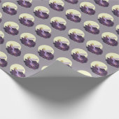 紫色の花の妖精の夕べの空を熟視する月 ラッピングペーパー (角)