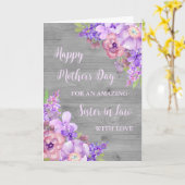 紫色の花の姉妹と義母の日 カード (黄色い花)