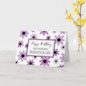 紫色の花の娘インロー誕生日 カード (黄色い花)