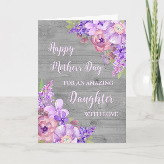 紫色の花の娘ハッピーマザーズデイカード カード (正面)