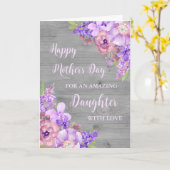 紫色の花の娘ハッピーマザーズデイカード カード (黄色い花)