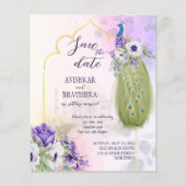 紫色の花の孔雀の予算は、日付を保存 (正面)