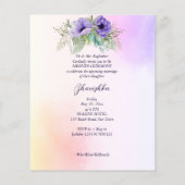 紫色の花の孔雀バジェットヘンディ招待 (裏面)