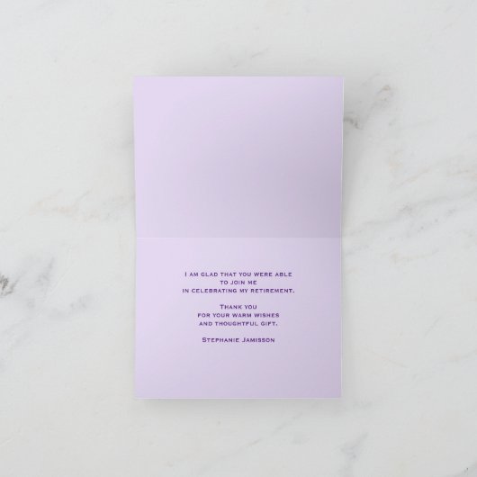 紫色の花の定年ありがとうフローラメモ カード (内部)