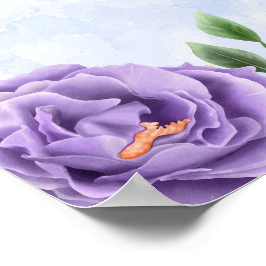 紫色の花の定年パーティー歓迎サイン ポスター (角)