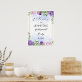 紫色の花の定年パーティー歓迎サイン ポスター (キッチン)