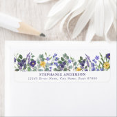 紫色の花の差出人住所ラベル ラベル (インサイチュ)