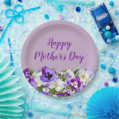 紫色の花の幸せな母の日 ペーパープレート (パーティー)