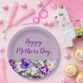 紫色の花の幸せな母の日 ペーパープレート (パーティー)