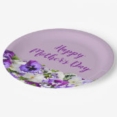 紫色の花の幸せな母の日 ペーパープレート (アングル)