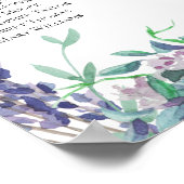 紫色の花の座席チャートプリント。ティール（緑がかった色）結婚の ポスター (角)